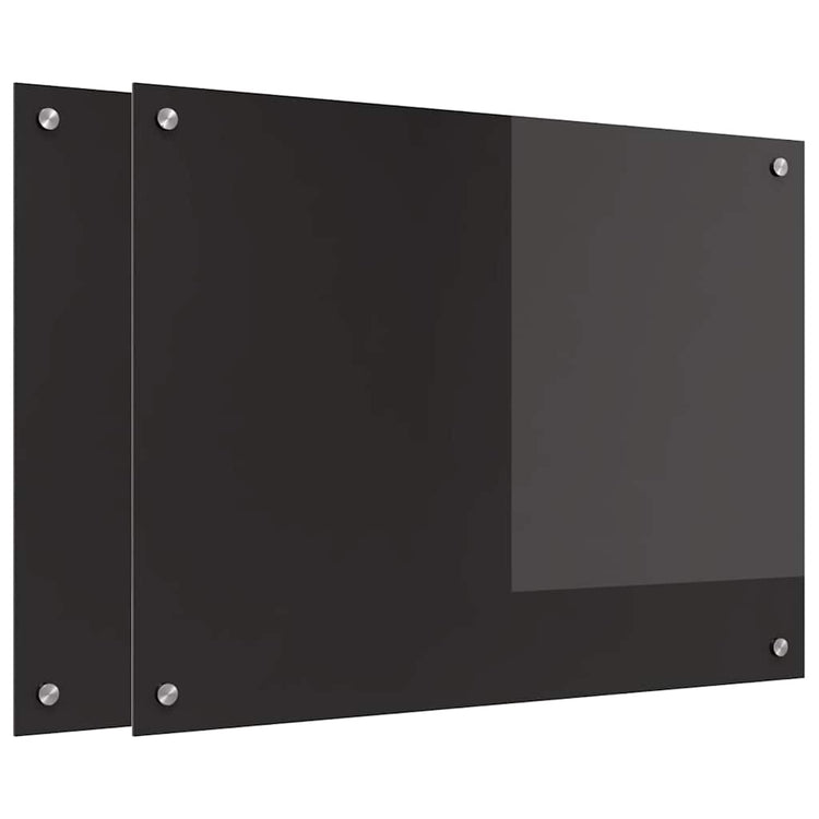 VidaXL Küchenrückwand 2 Stk. Schwarz 80 x 60 cm Hartglas