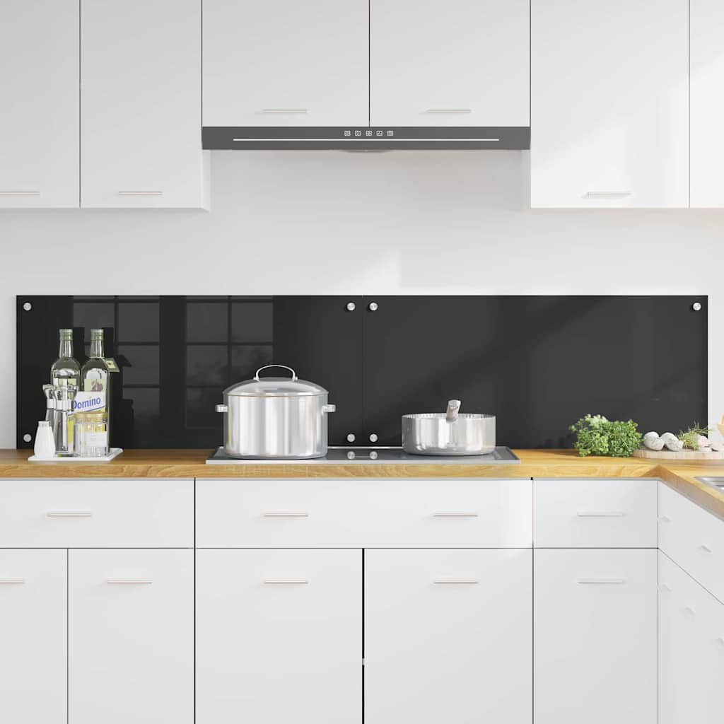 Vidaxxl Küchenrückwand 2 Stk. Schwarz 90 x 40 cm Hartglas
