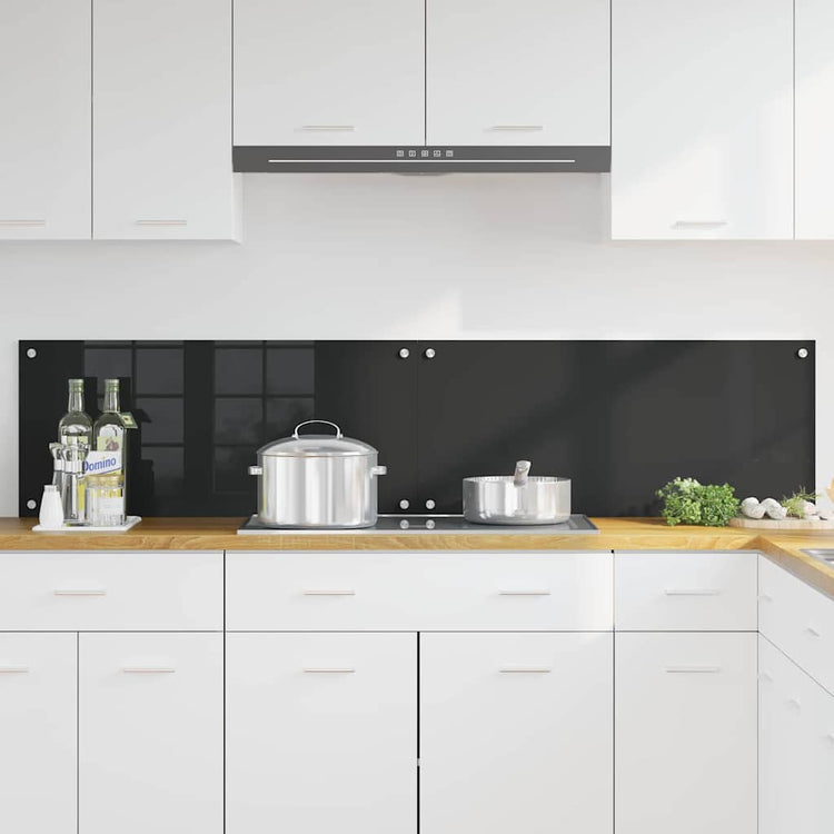 Vidaxxl Küchenrückwand 2 Stk. Schwarz 90 x 40 cm Hartglas