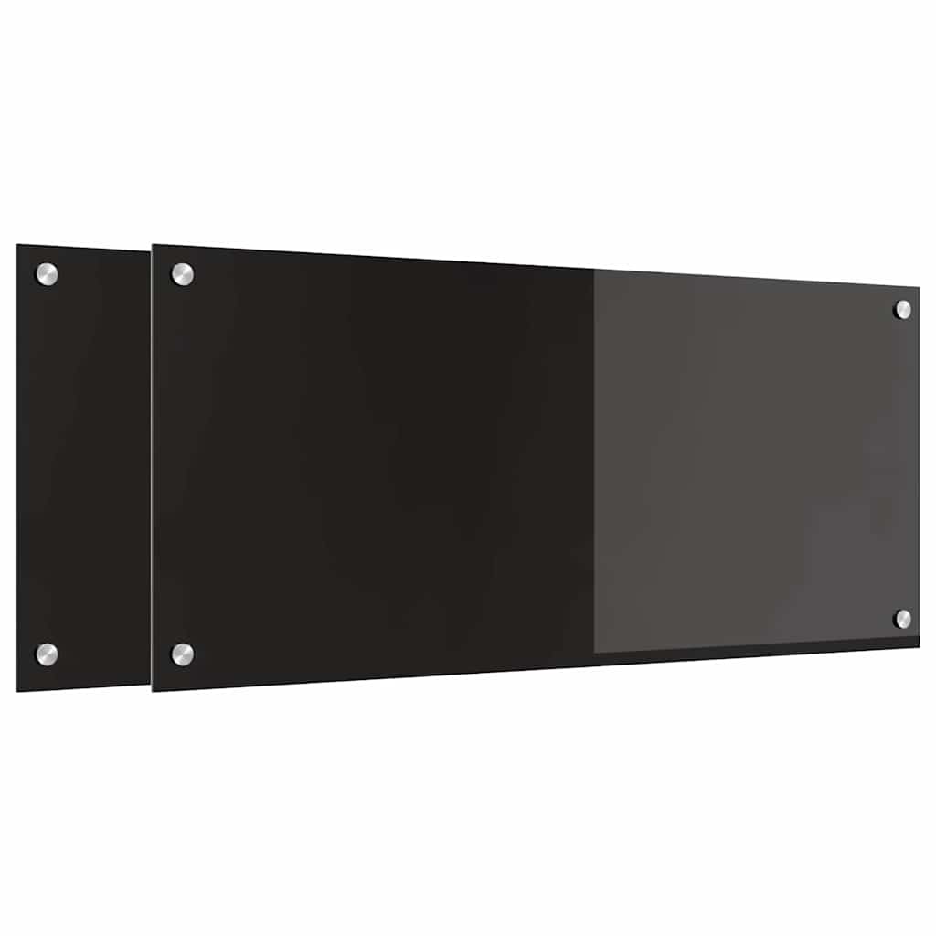 Vidaxxl Küchenrückwand 2 Stk. Schwarz 90 x 40 cm Hartglas
