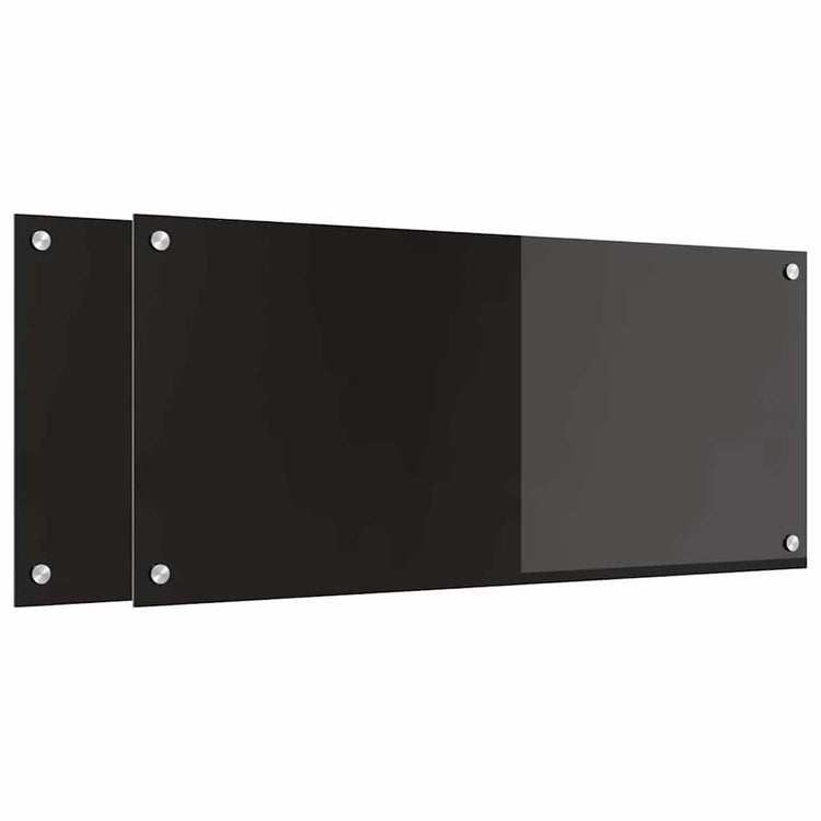 Vidaxxl Küchenrückwand 2 Stk. Schwarz 90 x 40 cm Hartglas