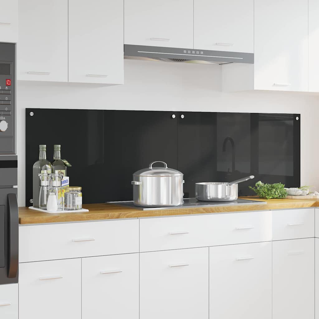 VidaXL Küchenrückwand 2 Stk. Schwarz 90 x 50 cm Hartglas