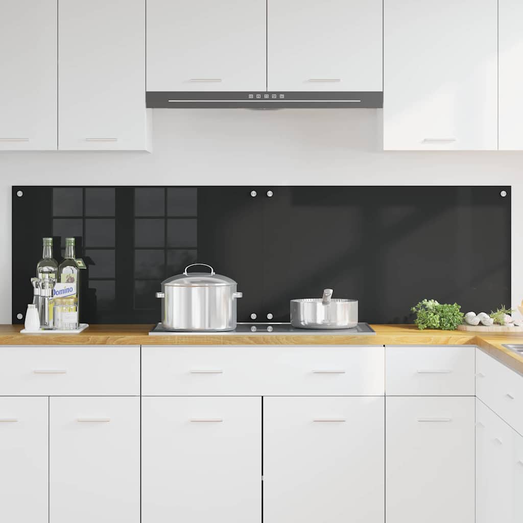 VidaXL Küchenrückwand 2 Stk. Schwarz 90 x 50 cm Hartglas