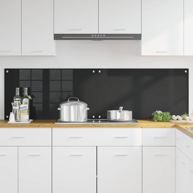 VidaXL Küchenrückwand 2 Stk. Schwarz 90 x 50 cm Hartglas