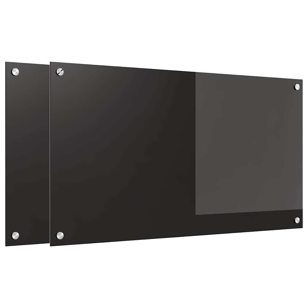 VidaXL Küchenrückwand 2 Stk. Schwarz 90 x 50 cm Hartglas
