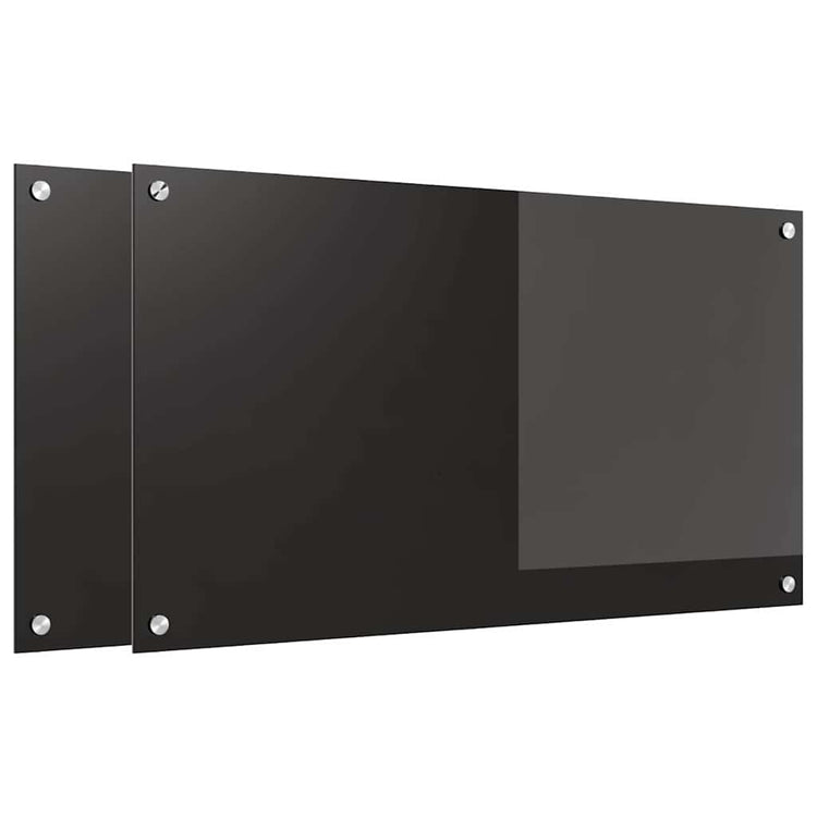 VidaXL Küchenrückwand 2 Stk. Schwarz 90 x 50 cm Hartglas