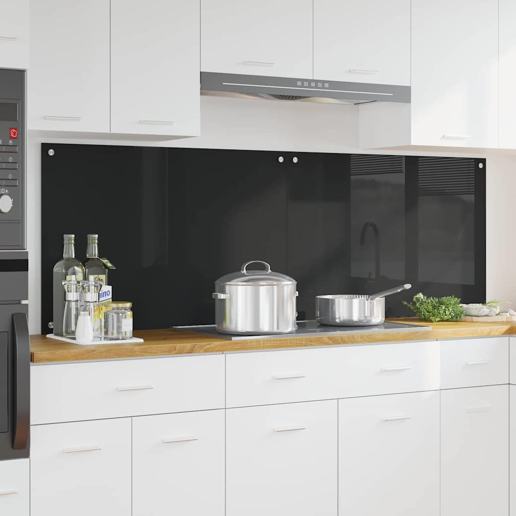VidaXL kitchen back wall 2 pcs black 90 x 60 cm tempered glass