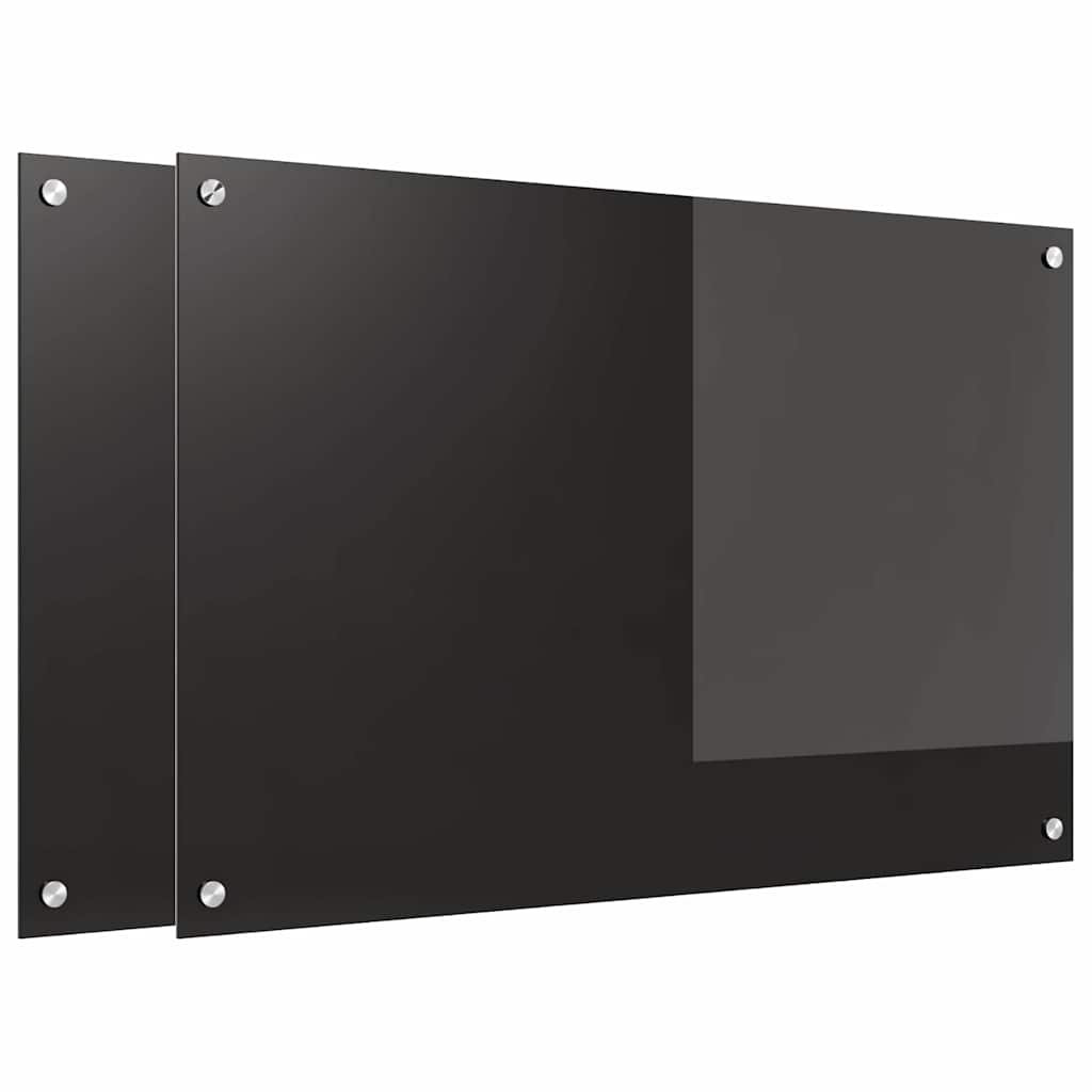 VidaXL kitchen back wall 2 pcs black 90 x 60 cm tempered glass