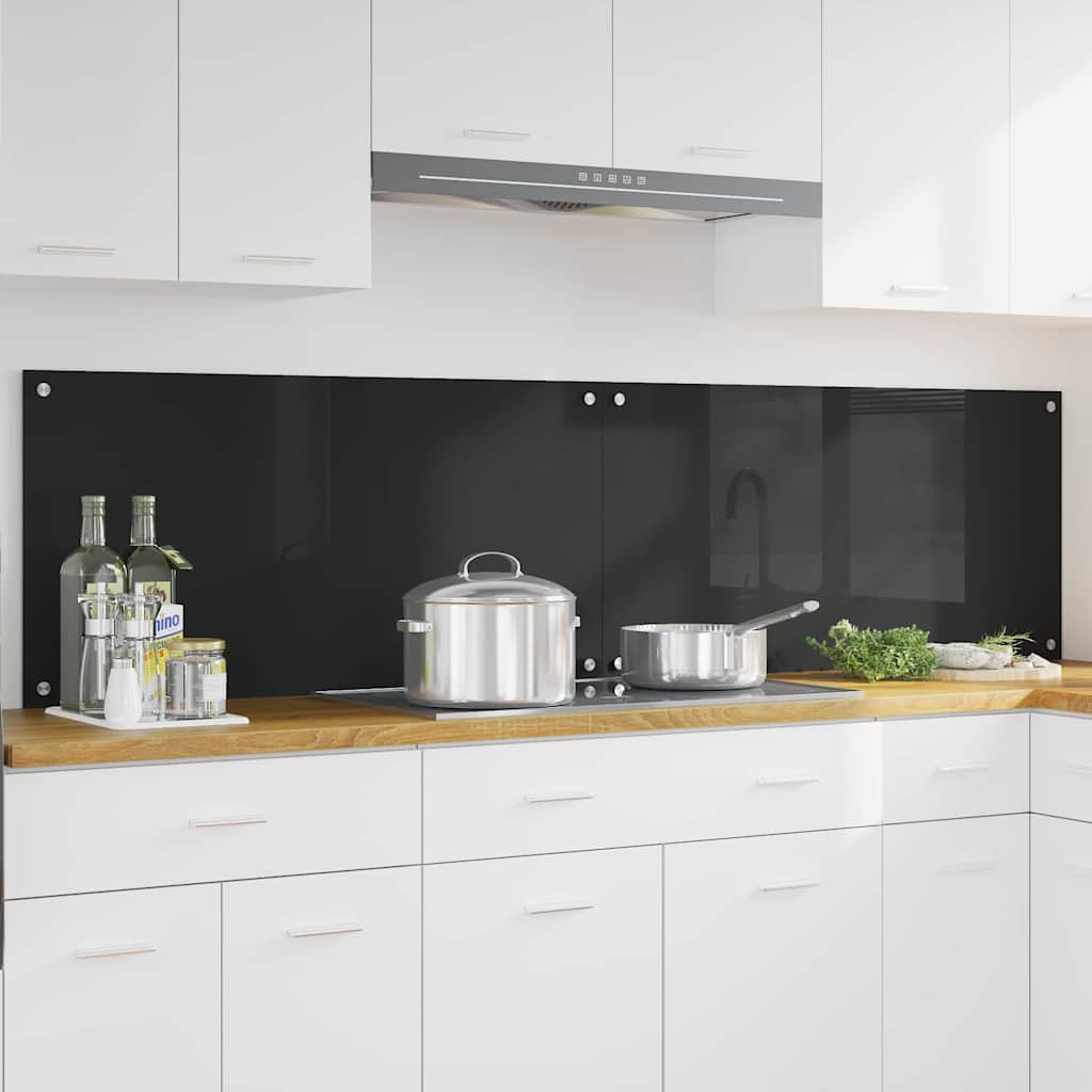 Vidaxxl Küchenrückwand 2 Stk. Schwarz 100 x 50 cm Hartglas