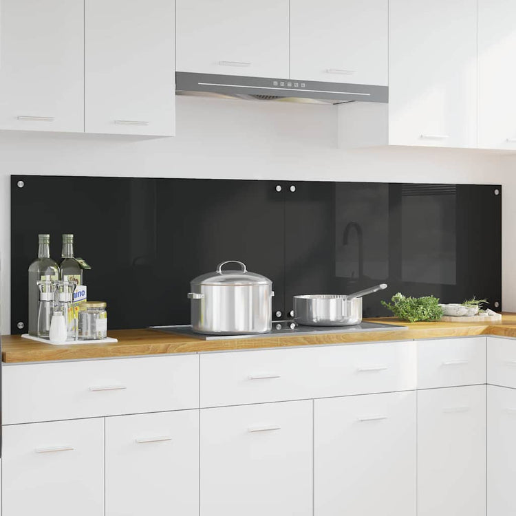 Vidaxxl Küchenrückwand 2 Stk. Schwarz 100 x 50 cm Hartglas