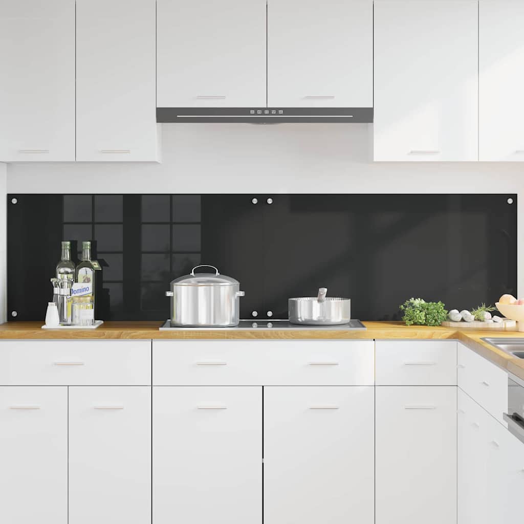 Vidaxxl Küchenrückwand 2 Stk. Schwarz 100 x 50 cm Hartglas