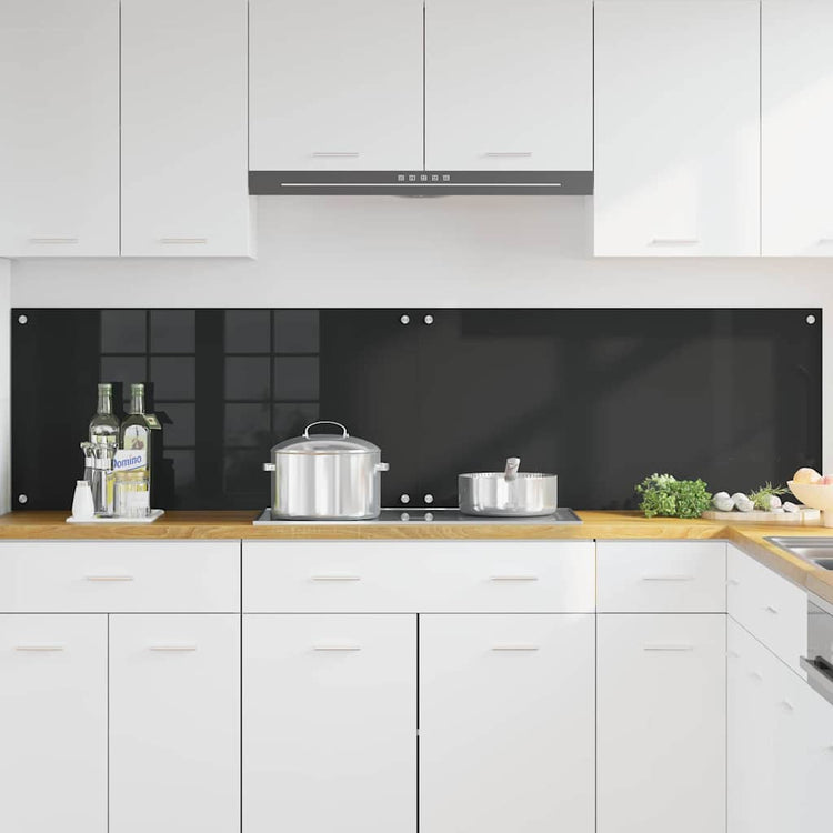 Vidaxxl Küchenrückwand 2 Stk. Schwarz 100 x 50 cm Hartglas