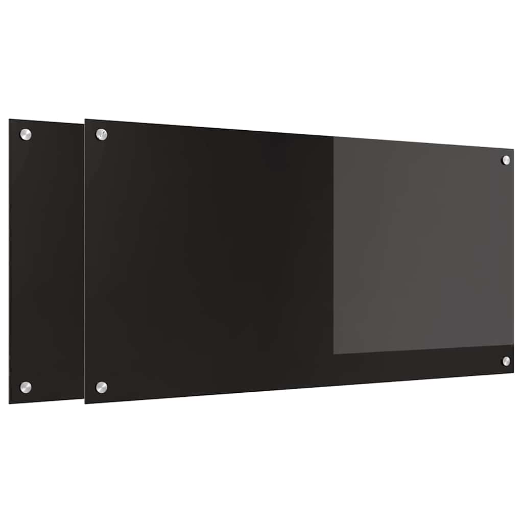 Vidaxxl Küchenrückwand 2 Stk. Schwarz 100 x 50 cm Hartglas