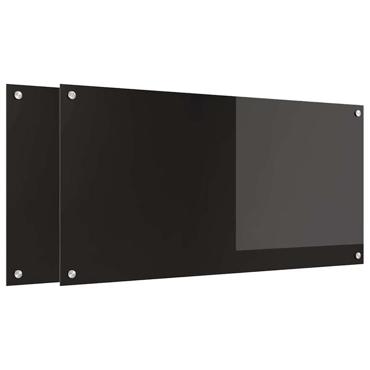 Vidaxxl Küchenrückwand 2 Stk. Schwarz 100 x 50 cm Hartglas