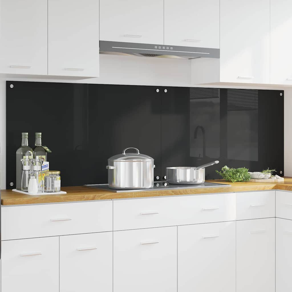 VidaXL Küchenrückwand 2 Stk. Schwarz 100 x 60 cm Hartglas