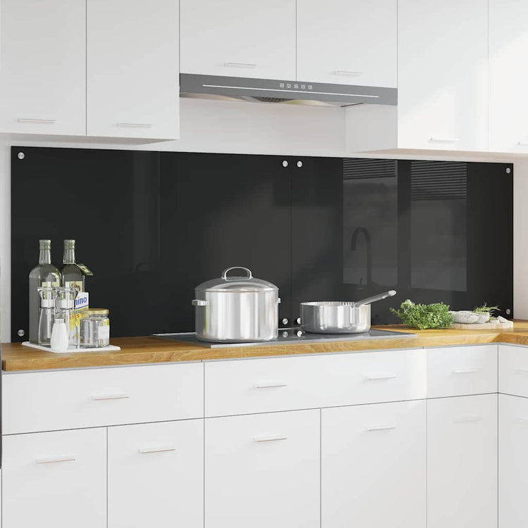 VidaXL Küchenrückwand 2 Stk. Schwarz 100 x 60 cm Hartglas