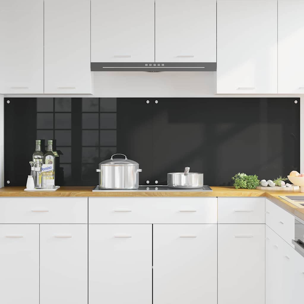 VidaXL Küchenrückwand 2 Stk. Schwarz 100 x 60 cm Hartglas
