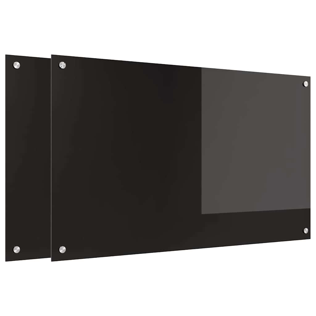 VidaXL Küchenrückwand 2 Stk. Schwarz 100 x 60 cm Hartglas