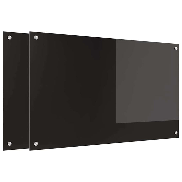 VidaXL Küchenrückwand 2 Stk. Schwarz 100 x 60 cm Hartglas