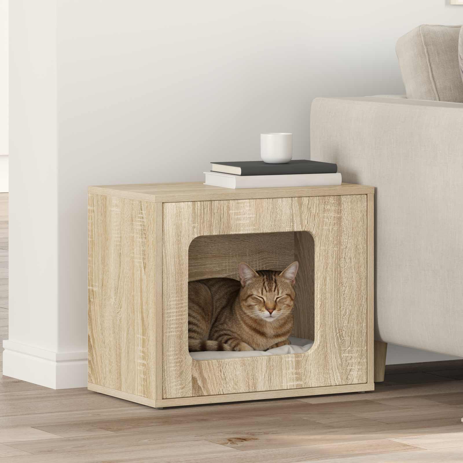 Vidaxl Katzenhaus Sonoma 51 x 30 x 42,5 cm aus handgefertigtem Holz