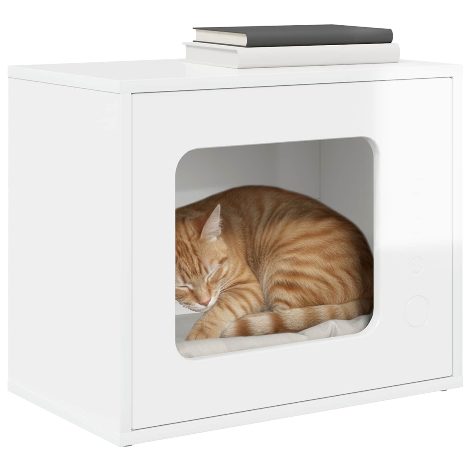 Vidaxxl Katzenhaus glänzend weiß 51 x 30 x 42,5 cm fertiges Holz