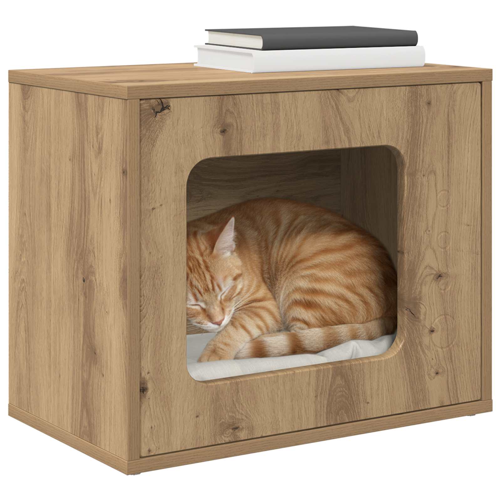 Vidaxxl Katzenhaus, handgefertigte Eiche, 51 x 30 x 42,5 cm, Holzwerkstoff