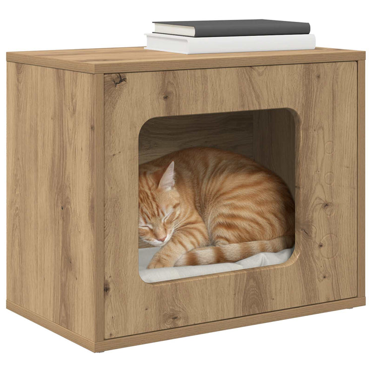 Vidaxxl Katzenhaus, handgefertigte Eiche, 51 x 30 x 42,5 cm, Holzwerkstoff