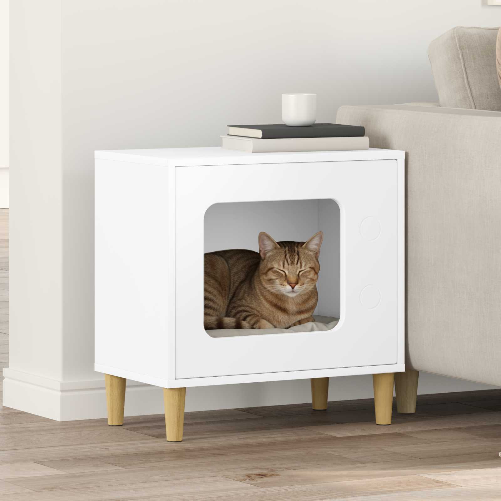 Vidaxx Katzenhaus weiß 51 x 30 x 52 cm Holzwerkstoff