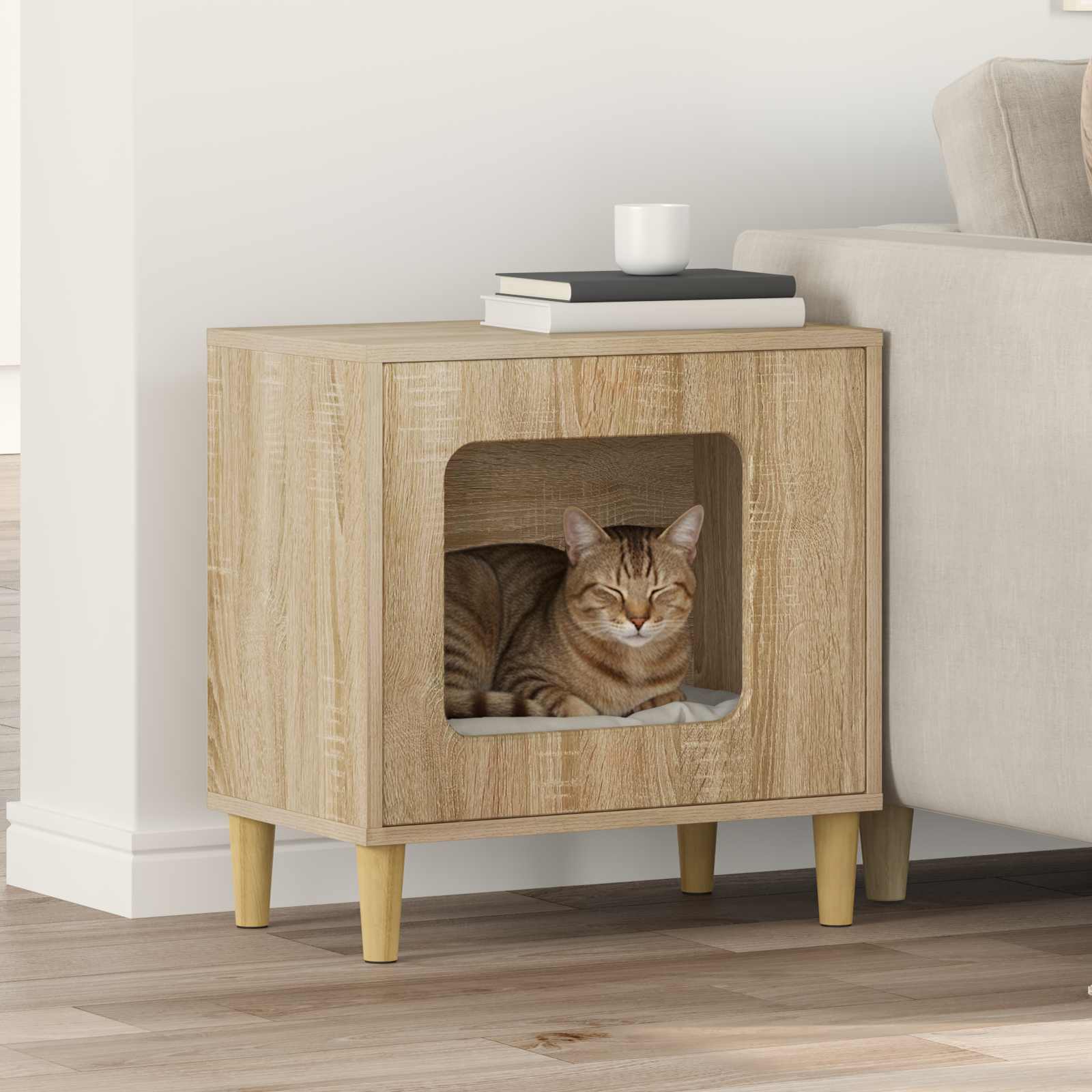 Vidaxl Katzenhaus Sonoma 51 x 30 x 52 cm aus handgefertigtem Holz