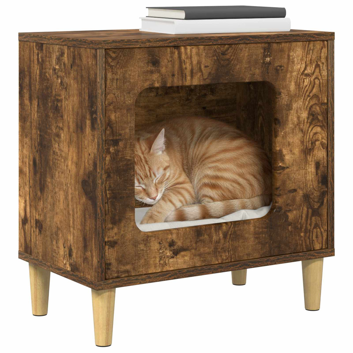 Vidaxxl Katzenhaus Räuchereiche 51 x 30 x 52 cm verarbeitetes Holz