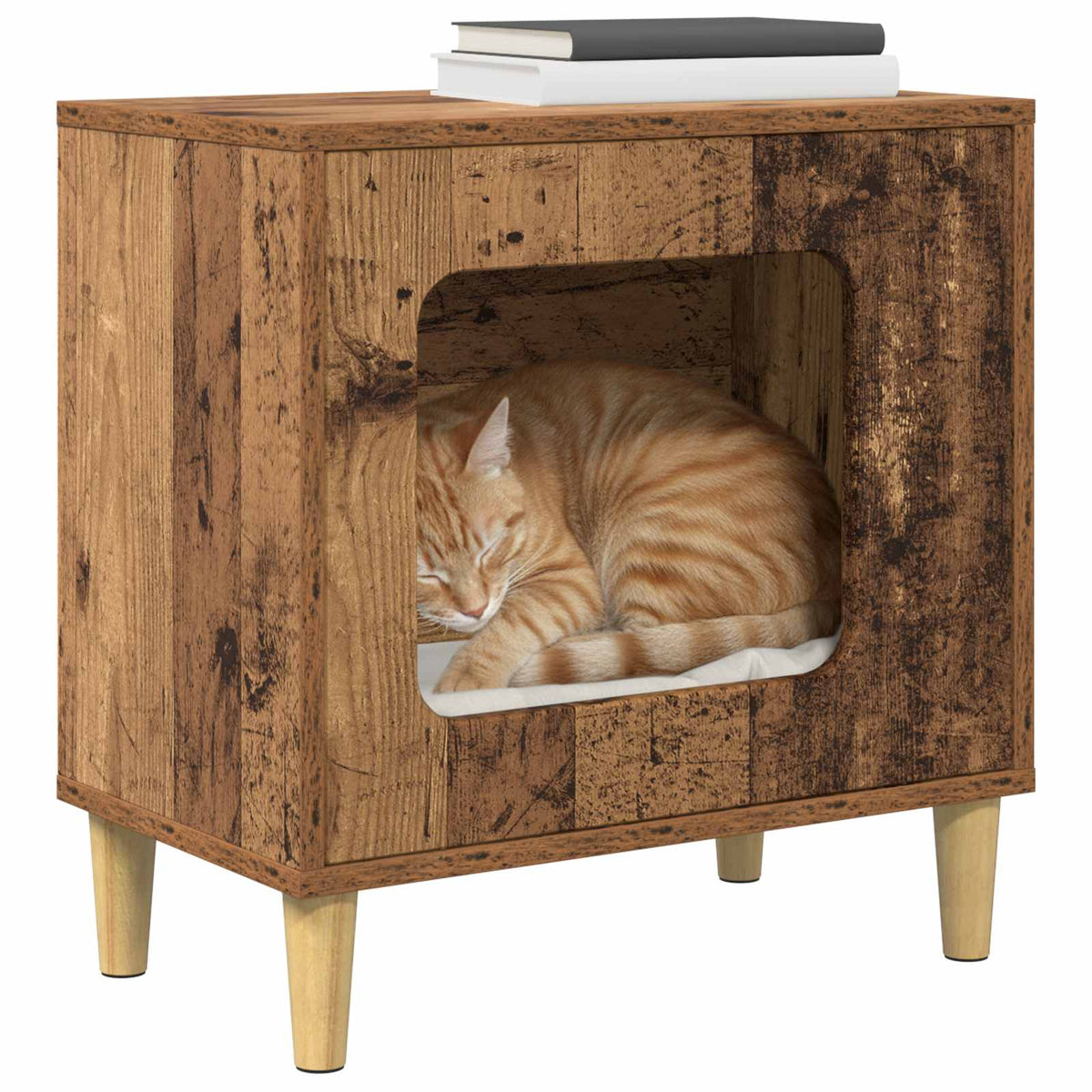 Vidaxxl Katzenhaus Altholz 51 x 30 x 52 cm verarbeitetes Holz