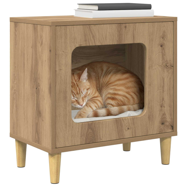 Vidaxxl Katzenhaus, handgefertigte Eiche, 51 x 30 x 52 cm, Holzwerkstoff