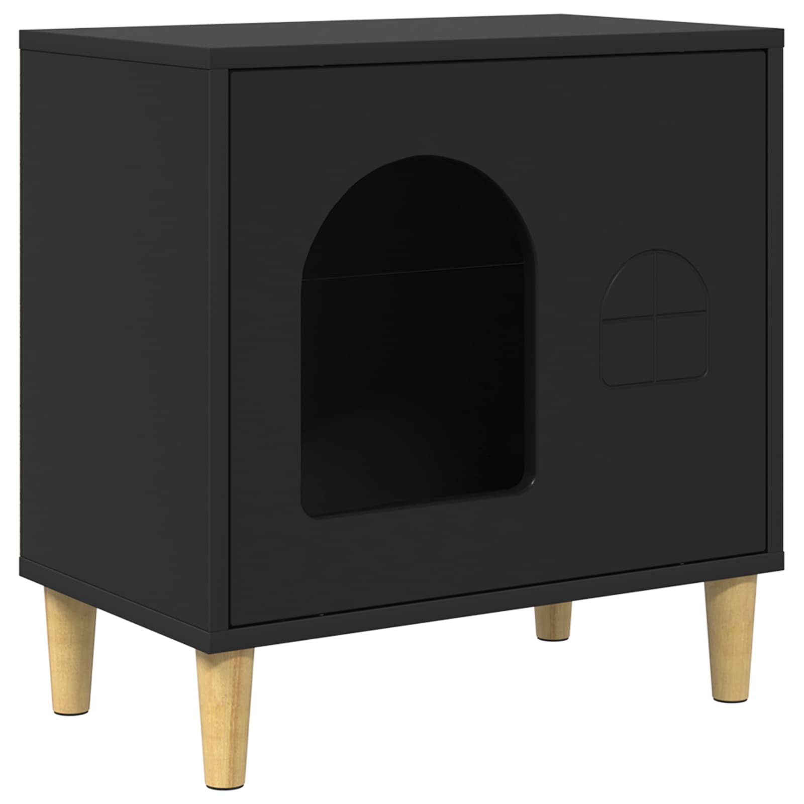 Vidaxxl Katzenhaus schwarz 51 x 30 x 52 cm aus Holz gefertigt