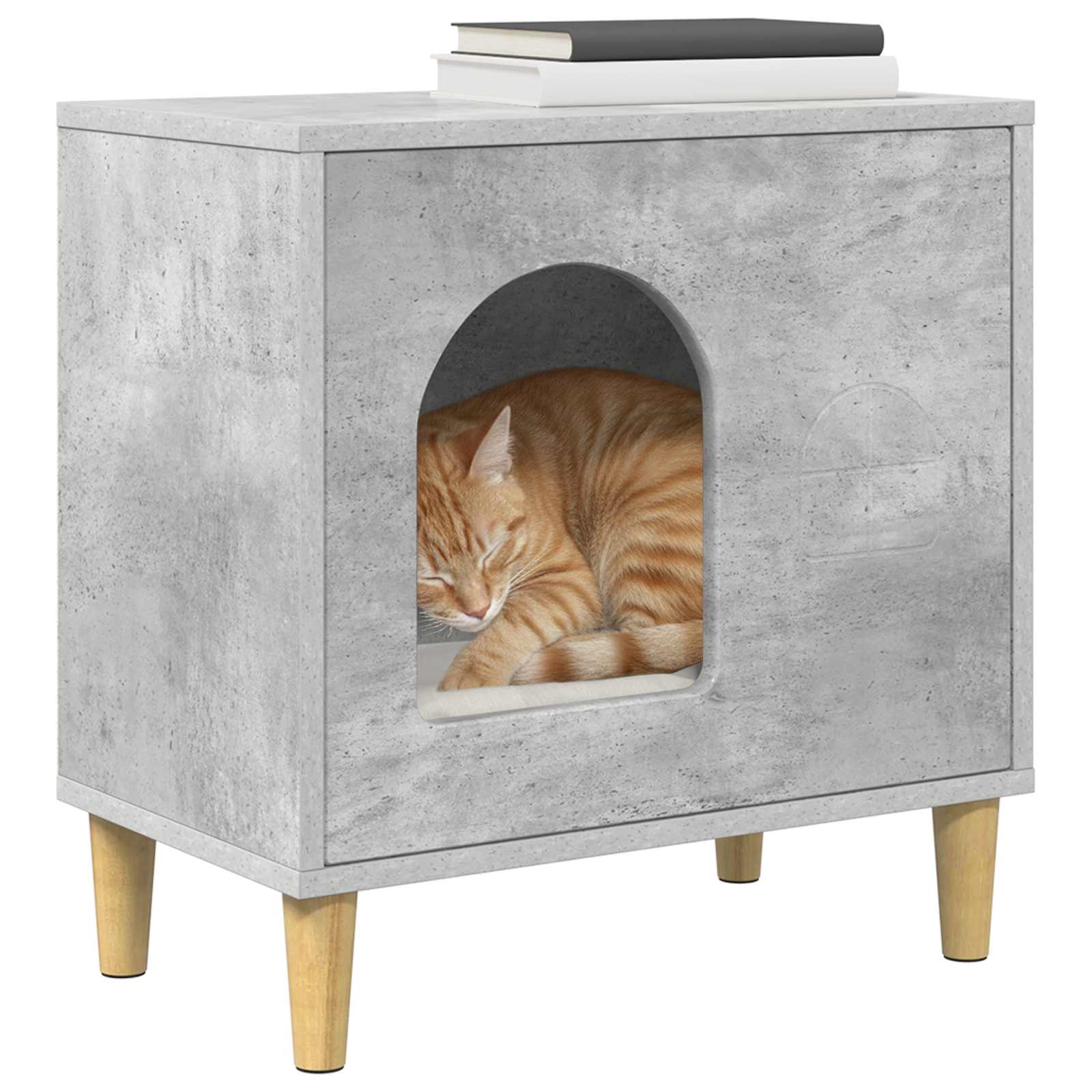 Vidaxx Katzenhaus Beton 51 x 30 x 52 cm verarbeitetes Holz
