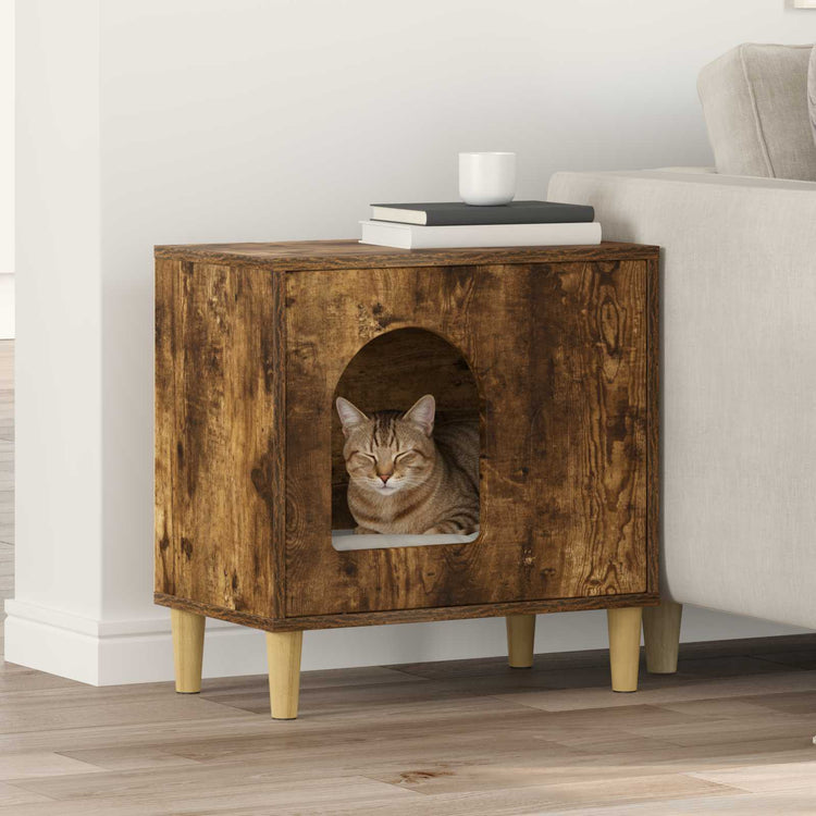 Vidaxxl Katzenhaus Räuchereiche 51 x 30 x 52 cm verarbeitetes Holz