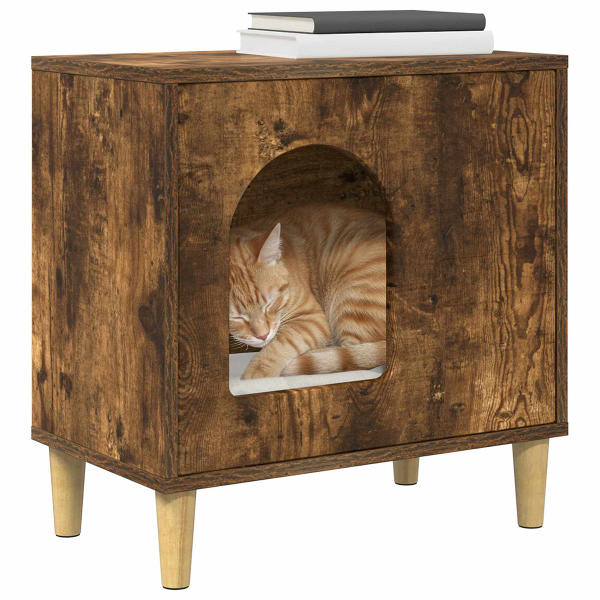 Vidaxxl Katzenhaus Räuchereiche 51 x 30 x 52 cm verarbeitetes Holz