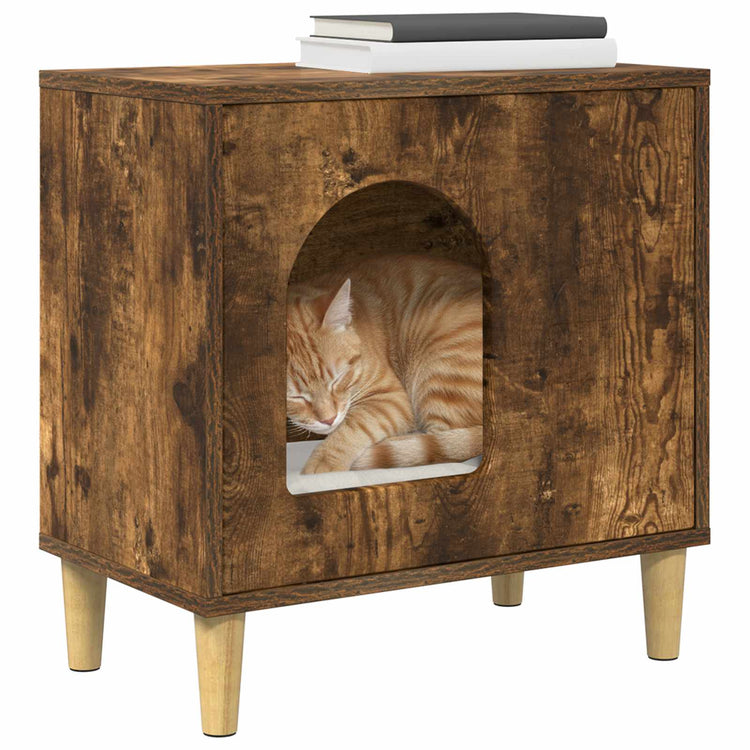 Vidaxxl Katzenhaus Räuchereiche 51 x 30 x 52 cm verarbeitetes Holz