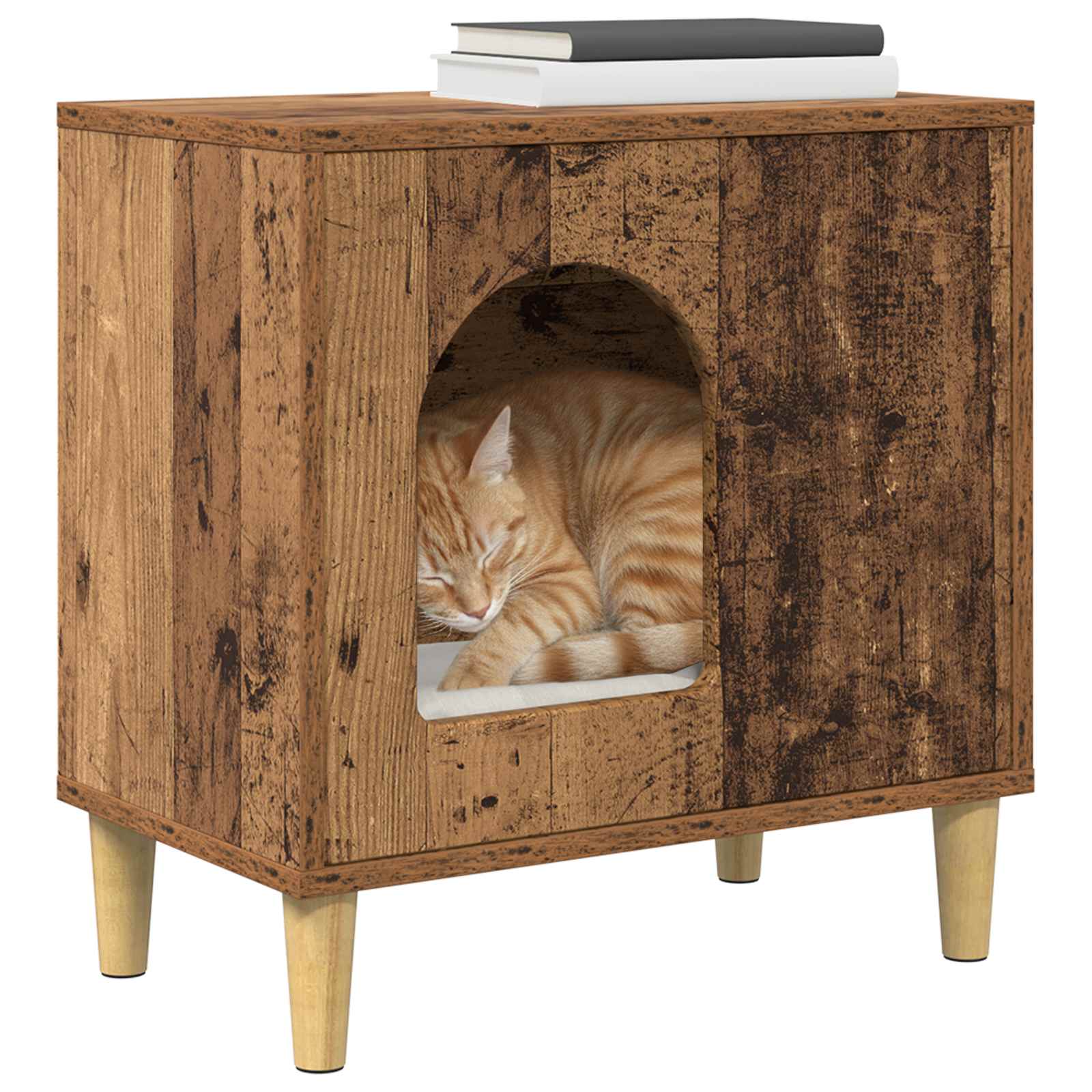Vidaxxl Katzenhaus Altholz 51 x 30 x 52 cm verarbeitetes Holz