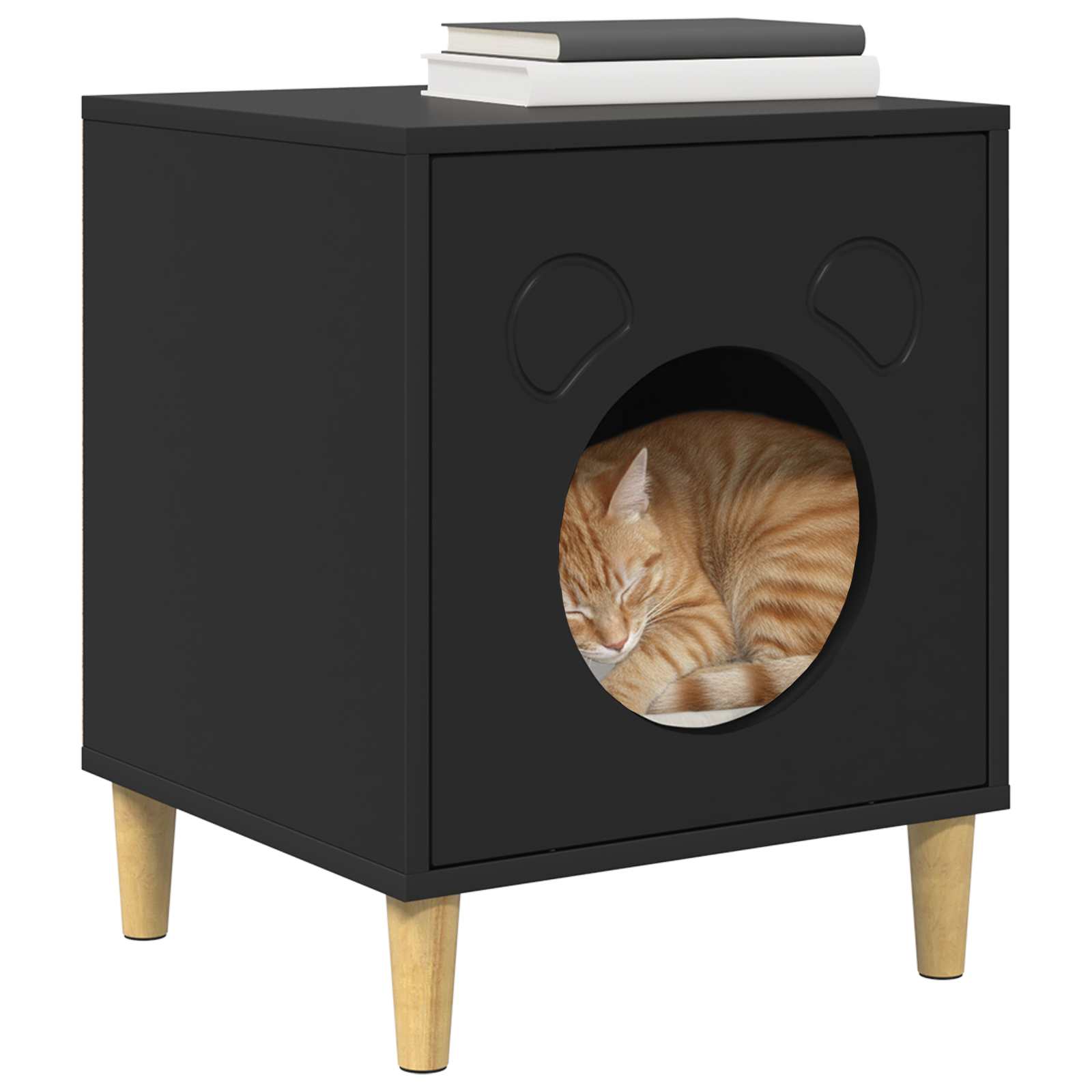 Vidaxxl Katzenhaus schwarz 42,5 x 40 x 53 cm aus Holz gefertigt