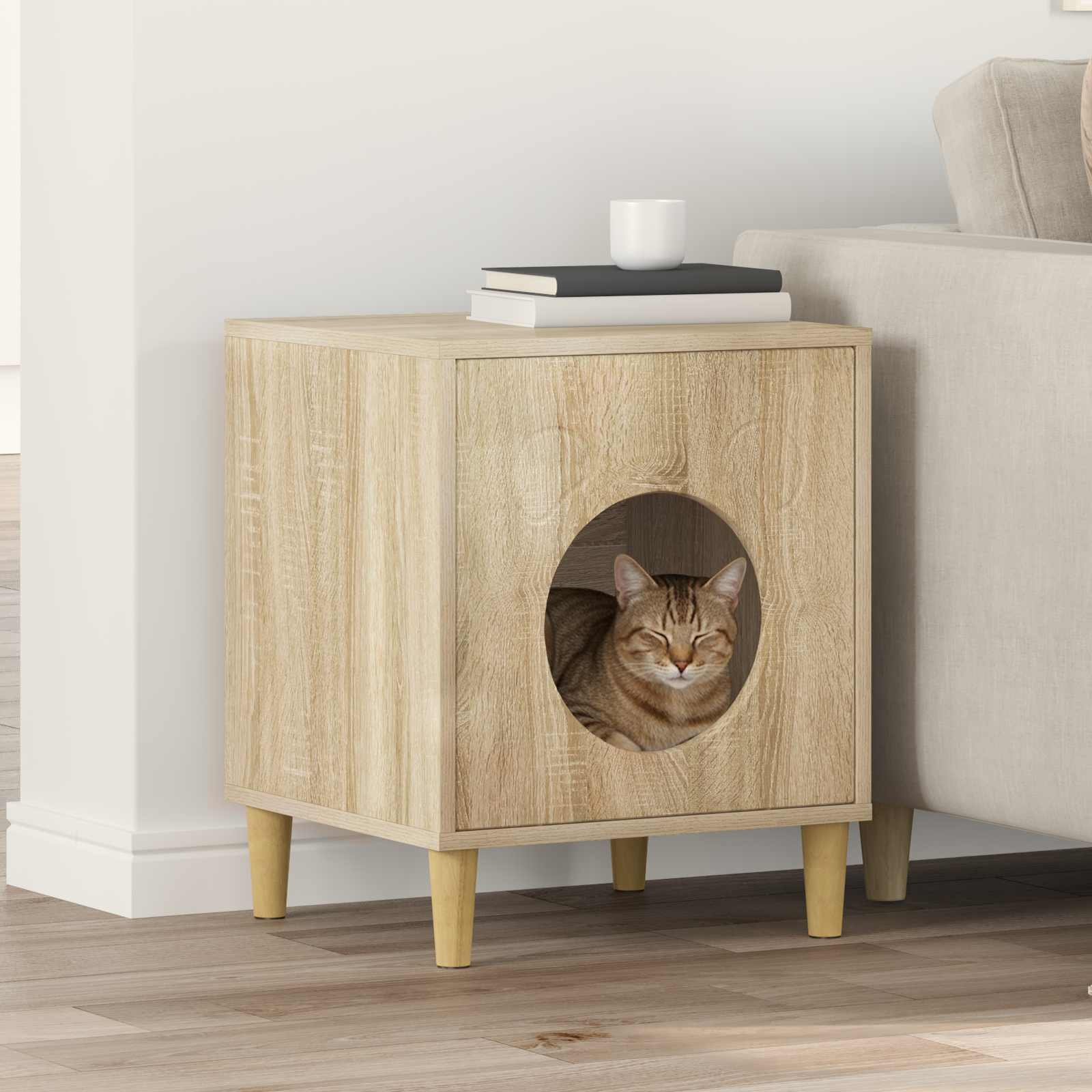 Vidaxl Katzenhaus Sonoma 42,5 x 40 x 53 cm aus handgefertigtem Holz