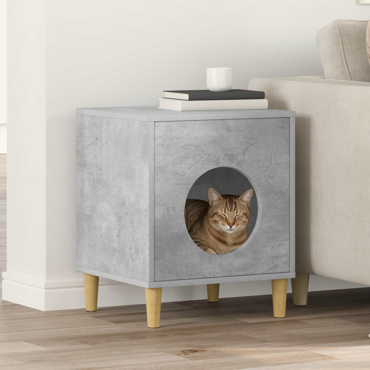 Vidaxx Katzenhaus Beton 42,5 x 40 x 53 cm verarbeitetes Holz