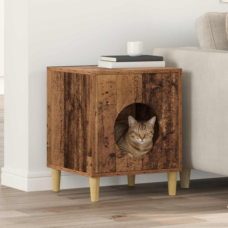 Vidaxxl Katzenhaus Altholz 42,5 x 40 x 53 cm verarbeitetes Holz