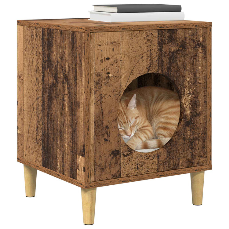 Vidaxxl Katzenhaus Altholz 42,5 x 40 x 53 cm verarbeitetes Holz