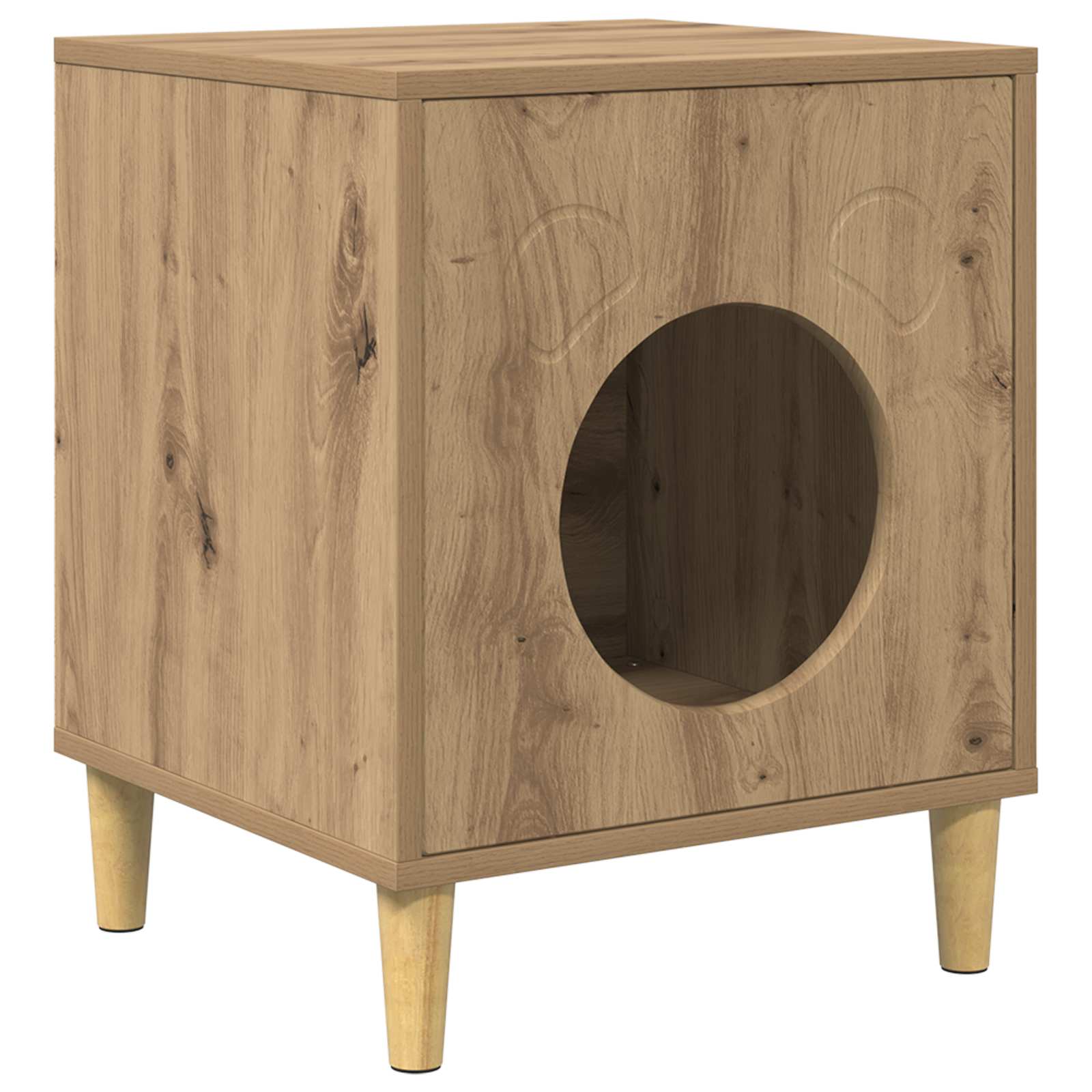 Vidaxxl cat house handcrafted oak 42.5 x 40 x 53 cm engineered wood