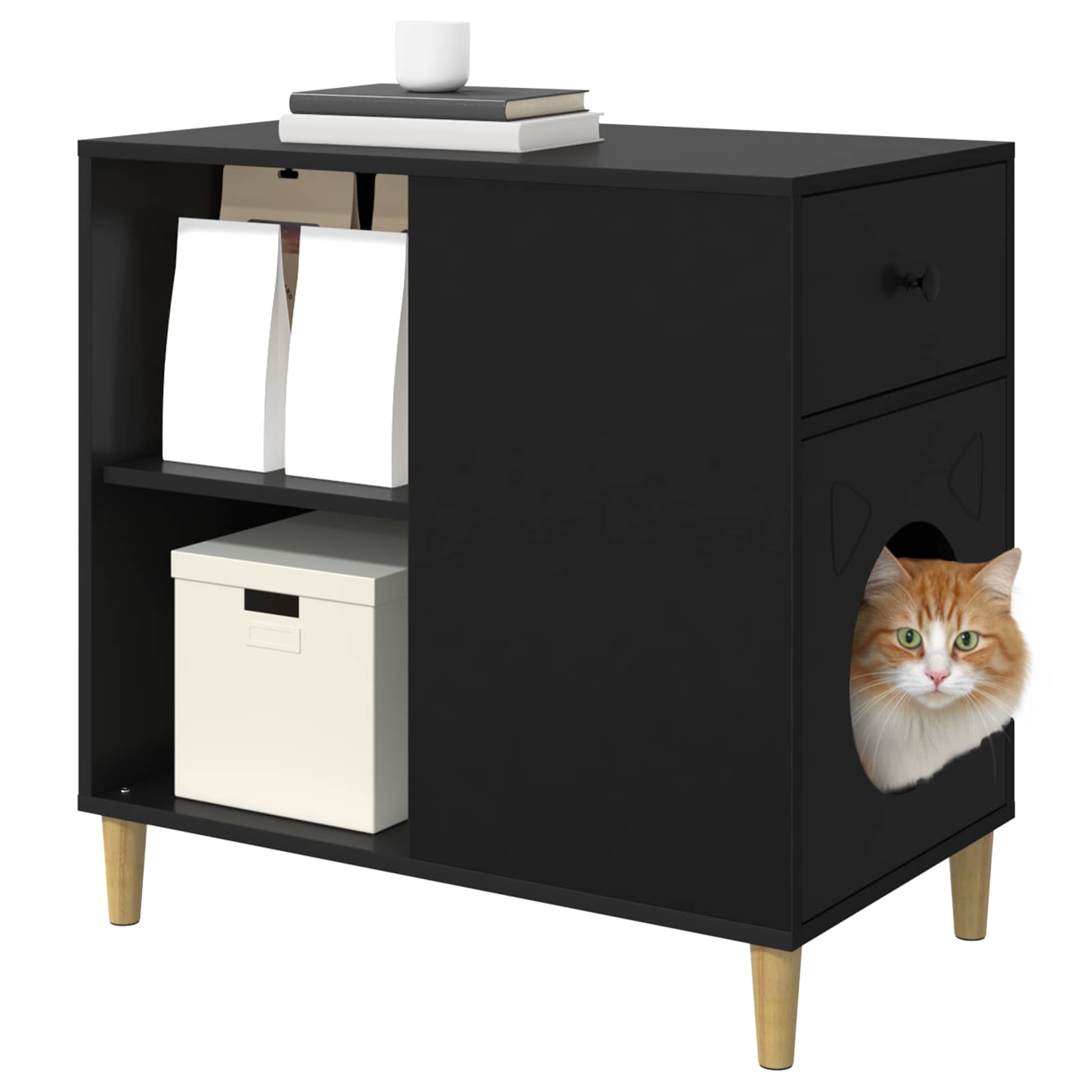 Vidaxx Katzenhaus schwarz 72 x 42,5 x 70 cm aus Holz gefertigt