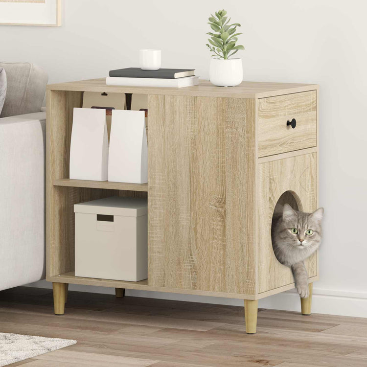 Vidaxl Katzenhaus Sonoma 72 x 42,5 x 70 cm aus handgefertigtem Holz