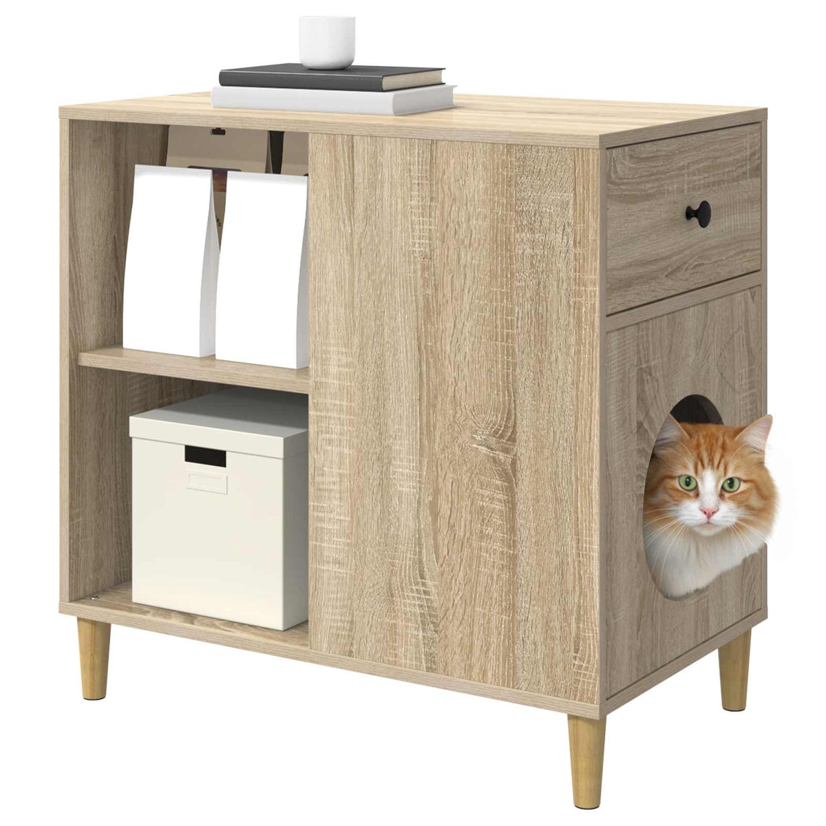 Vidaxl Katzenhaus Sonoma 72 x 42,5 x 70 cm aus handgefertigtem Holz