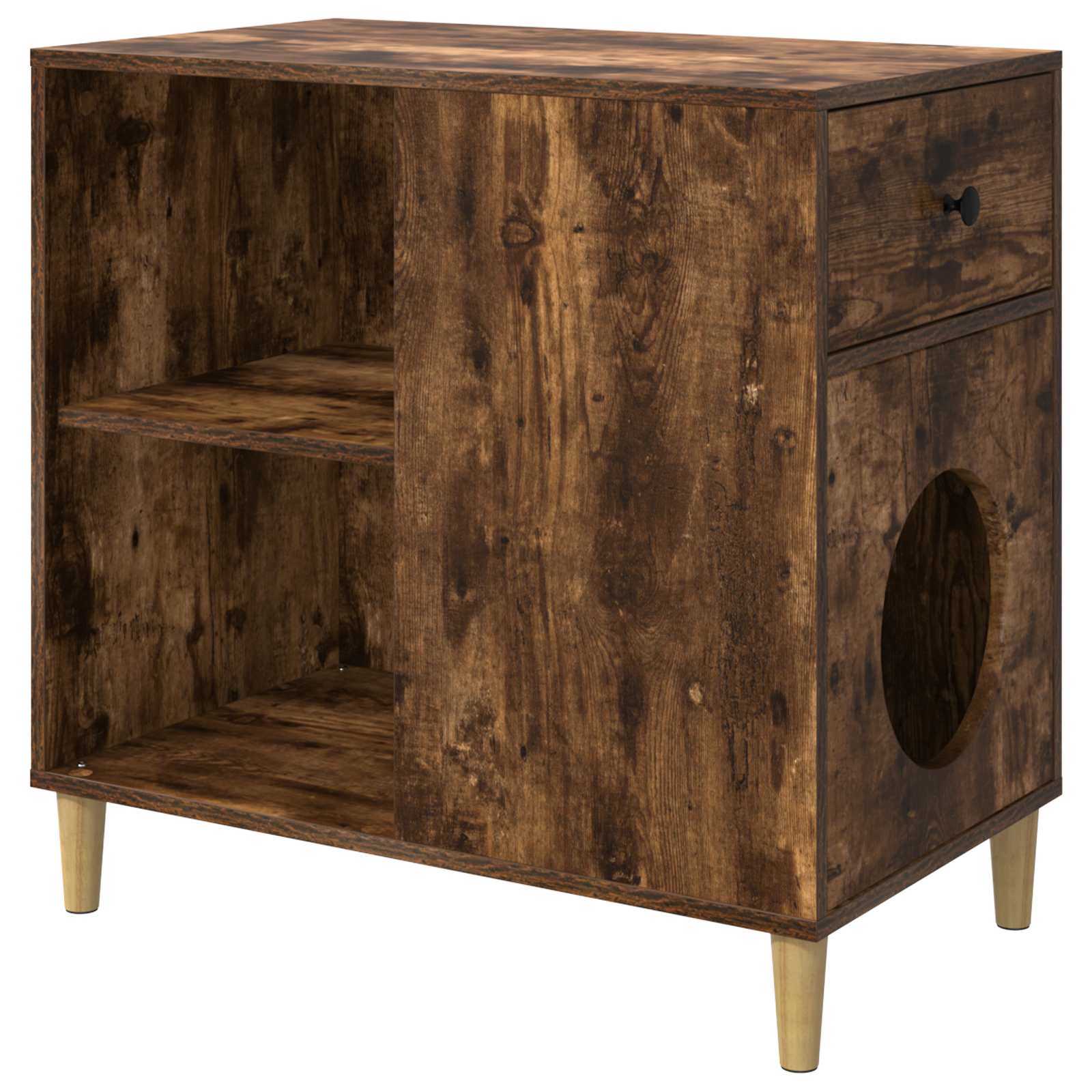 Vidaxxl Katzenhaus Räuchereiche 72 x 42,5 x 70 cm verarbeitetes Holz