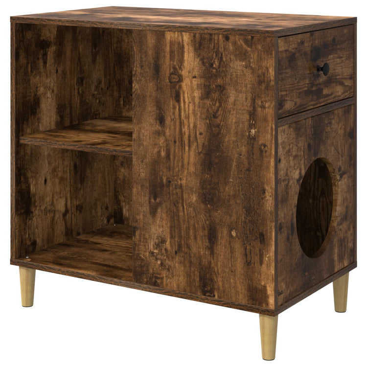 Vidaxxl Katzenhaus Räuchereiche 72 x 42,5 x 70 cm verarbeitetes Holz
