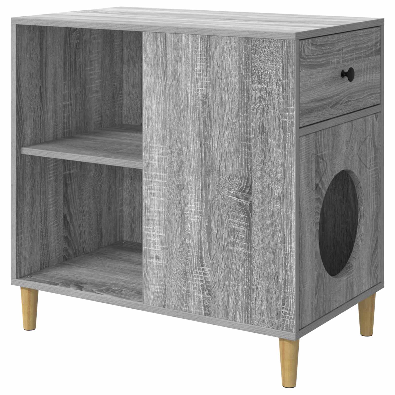 Vidaxl Katzenhaus Sonoma grau 72 x 42,5 x 70 cm aus handgefertigtem Holz